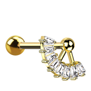 Micro barbell gold-plated with ball and ball fan crystals