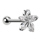 Micro barbell silver with ball and flower five crystal leaves