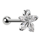 Micro Barbell argent avec boule et fleur cinq pétales de cristal