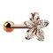 Micro barbell rose gold with ball and flower five crystal leaves