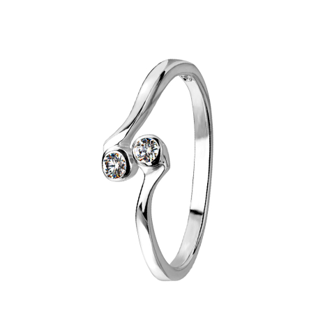 Anello argento due cristalli argento