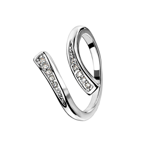 Ring silver two ends with crystals