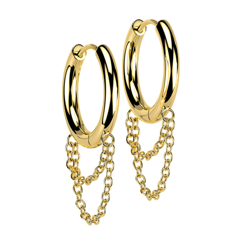 Gold-plated earring pendant double chain