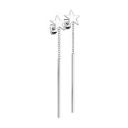 Stud earrings silver star pendant chain with bar