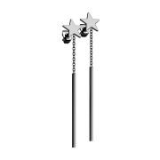 Stud earrings black star pendant chain with bar