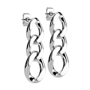Stud earrings silver pendant chain links