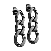 Stud earrings black pendant chain links