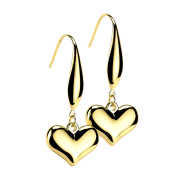Gold-plated heart pendant earring