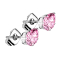 Boucles doreilles argent avec goutte de cristal rose