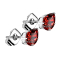 Boucles doreilles argent avec goutte de cristal rouge