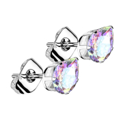 Orecchini in argento con goccia di cristallo multicolore