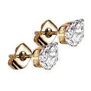 Boucles doreilles or rose avec goutte de cristal...