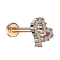 Micro Labret femelle or rose Cristaux de cœur argentés