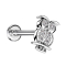 Micro labret internal thread silver owl crystals silver