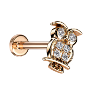 Micro labret internal thread rose gold owl crystals silver