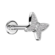 Micro labret internal thread silver butterfly crystals...