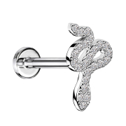 Micro labret inner thread silver snake crystals silver