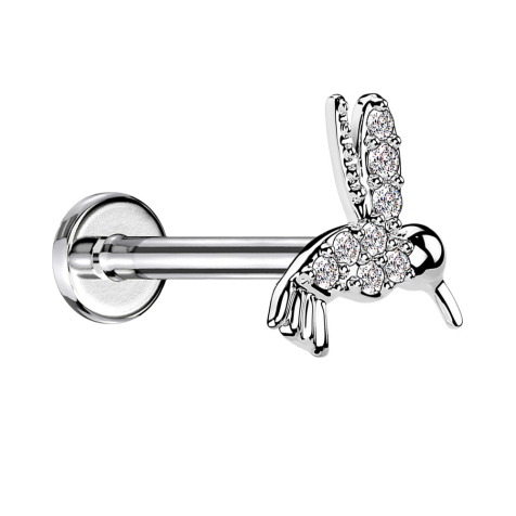 Micro Labret filet femelle argenté Cristaux de colibri argentés