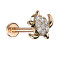 Micro Labret femelle or rose Cristaux de tortue argentés