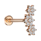 Micro Labret Innengewinde rosegold drei Blumen Kristalle silber