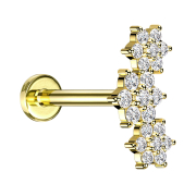 Micro labret inner thread gold-plated three flowers...