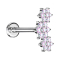 Micro labret inner thread silver three flowers crystals multicolor