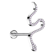 Micro labret internal thread silver snake large crystals...
