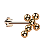 Micro labret sans filetage fleur rose doré croix...