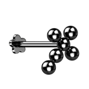 Micro labret sans filetage fleur noire boules croix