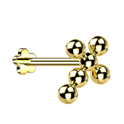 Micro threadless labret flower gold-plated cross beads