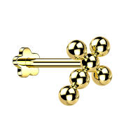 Micro labret sans filetage fleur plaqué or boules...