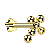 Micro threadless labret flower gold-plated cross beads