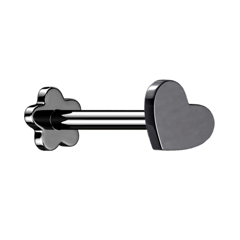 Micro labret sans filetage fleur noir cÅur