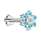 Micro Threadless Labret Flower Silver Flower Crystals Aqua
