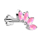 Micro Labret sans fil Fleur argent Éventail avec quatre opales roses