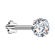 Micro Threadless Labret Flower silver with crystal silver...
