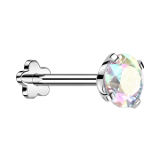 Micro Threadless Labret Blume silber mit Kristall...