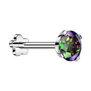 Micro Threadless Labret Flower Silver with Crystal Dark...