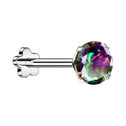 Micro Threadless Labret Flower silver with crystal dark...