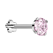 Micro Threadless Labret Blume silber mit Kristall pink...