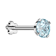 Micro Labret senza filettatura con fiore in argento con...