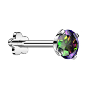 Micro Threadless Labret Flower Silver with Crystal Dark...