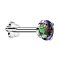Micro Threadless Labret Flower Silver with Crystal Dark Multicolor Setting