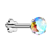 Micro threadless labret flower silver set with multicolor...