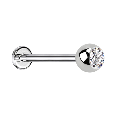 Labret Micro Threadless argento con cristallo a sfera argento