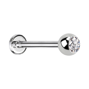 Micro Threadless Labret silver with ball crystal silver