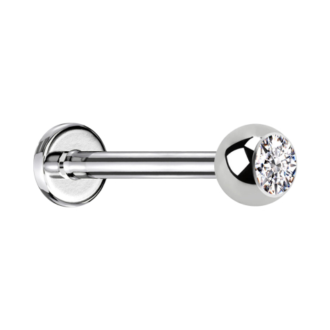 Labret Micro Threadless argento con cristallo a sfera argento