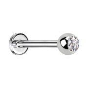 Micro Threadless Labret silver with ball crystal silver
