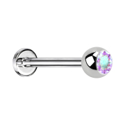 Micro threadless labret silver with ball crystal multicolor