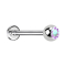 Micro Threadless Labret argenté avec boule de cristal multicolore